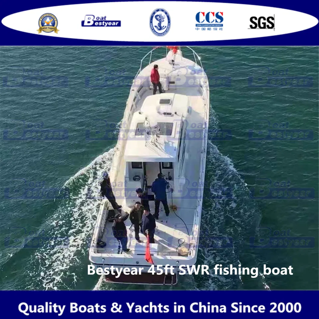 Bestyear 45FT 13.5m Fiberglass High Speed Offshore Fishing Boat for 6-8 People